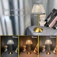 Lámpara De Mesa Nórdica Con Cristal Toque Dimming USB Recargable Luz Nocturna Para Decoración De Café Bar Hotel Dormitorio - details 3