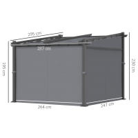 Pérgola 2.97X2.95 M, Cenador estanco con Toldo, Paneles laterales, Techo Terraza, Fibra de poliéster, Gris Oscuro - details 6