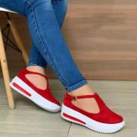 Zapatos De Plataforma Informales Para Mujer Mocasines Planos Con Punta Redonda Y Hebilla Talla 43 Zapatillas Confortables Para Todas Las Estaciones - details 4