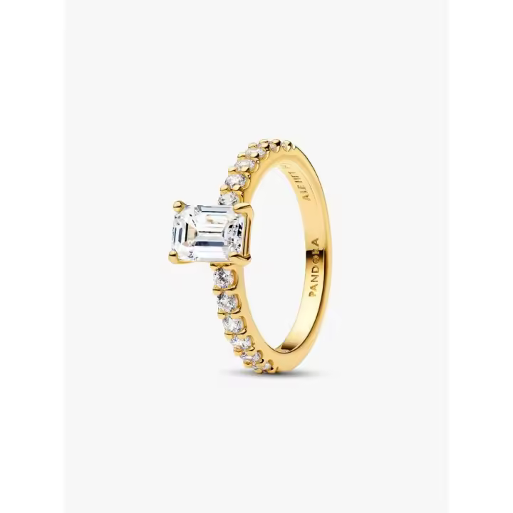 Pandora-Anillo rectangular con halo brillante - 1