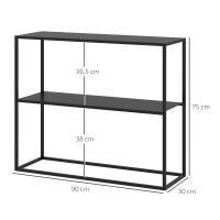 HOMCOM Mesa de Consola Estilo Industrial Mesa de Entrada con Estante Marco de Acero y Antivuelco Mueble de Recibidor para Salón Pasillo Carga 20 kg 90x30x75 cm Negro - details 2
