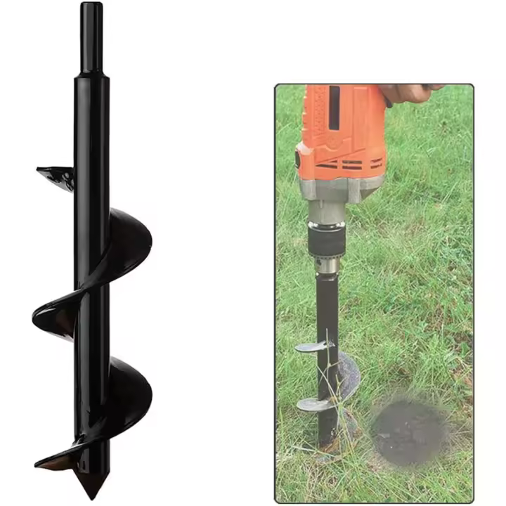 Taladro para jardín, broca para cultivador de suelo, vástago hexagonal de acero inoxidable, barrena para plantadores de bulbos de flores para cavar agujeros de cultivo profundo, - 1