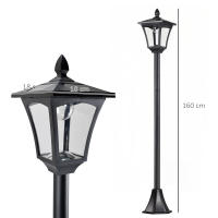 Outsunny Farola Solar Luz Solar para Jardín con Panel Solar Encendido Automático y Marco de Acero Inoxidable para Terraza Patio 18x18x160 cm Negro - details 2