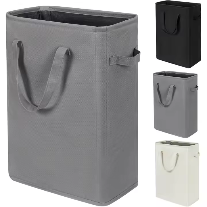 estrecho con asas Cesta estrecha Bolsa plegable de tela para ropa sucia - 45 l (53,3 cm, gris) - (53,3 cm, gris) - 1