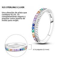 Anillo De Plata 925 De Lujo Para Mujer Con Piedra CZ Colorida Y Flor Sello De Afortunado Anillo De Compromiso Y Boda Regalo - details 3