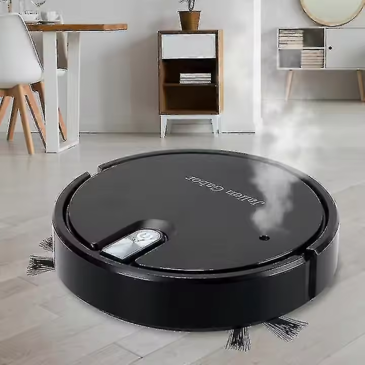5-in-1 Robot Vacuum Cleaner With Led Atmosphere Lights - Black Color - 1