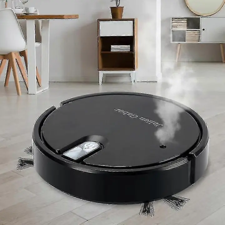 5-in-1 Robot Vacuum Cleaner With Led Atmosphere Lights - Black Color - 1