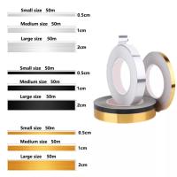 Cinta Adhesiva Para Pared Y Piso Impermeable 50M Dorada Y Negra Self-Adhesive Para Cubierta De Juntas De Azulejos Decoración Del Hogar - details 4