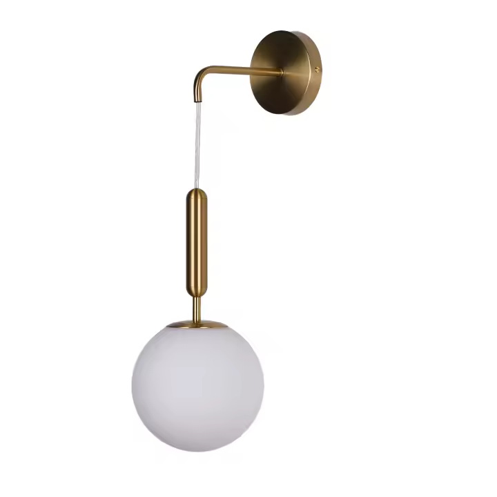 ALPINALUZ  Lámpara de pared colgante nórdica minimalista latón dorado con bola de crsital "ATENAS" E27, Ø18 cm - 1