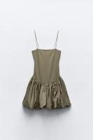 ZBZA Vestido Mini Chic Para Mujer Con Cintura Alta Y Mangas Spaghetti Estilo Balón De Punto De Poliéster Solado Sólido Con Patchwork - details 14