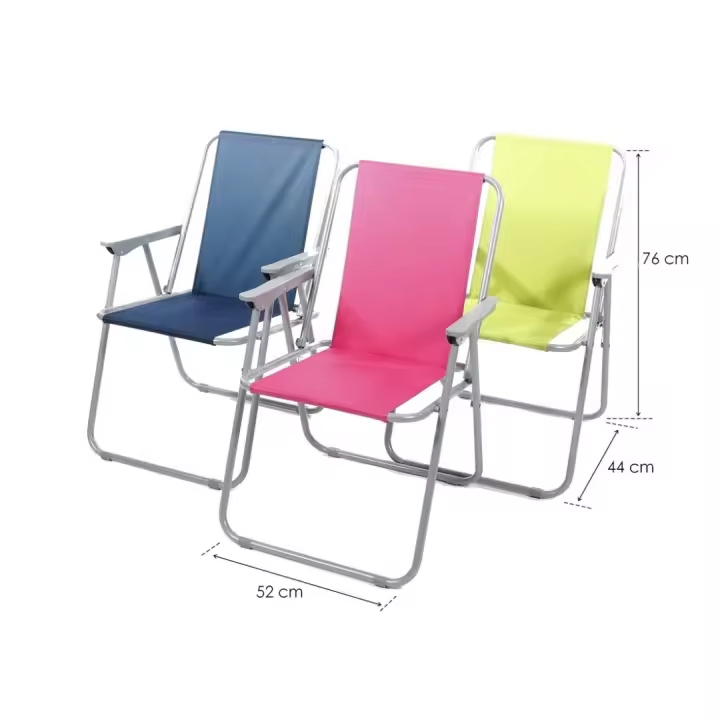 Silla de playa plegable con reposabrazos de acero Cayo ancho de exteriores - 1