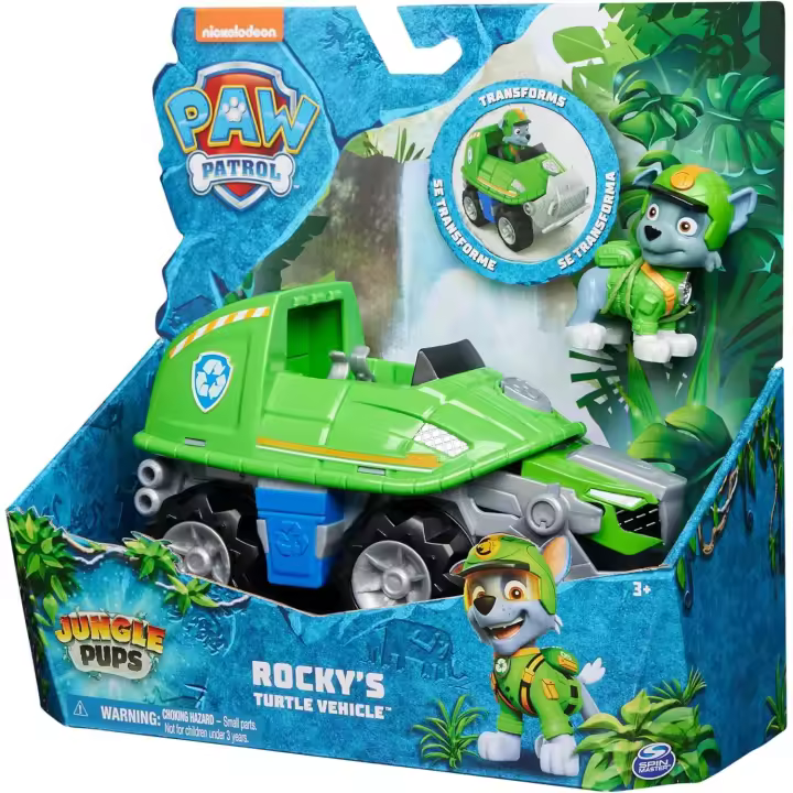 Paw Patrol Jungle Pups, Turtle Vehicle de Rocky, vehículo de Juguete con figura de acción Coleccionable, Juguetes para niños y niñas a Partir de 3 años (Spin Master 6067763) - 1