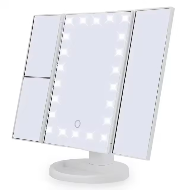Espejo De Maquillaje Multifuncional Con LED 1/2/3X Aumento Vanidad Rotación De 180° Con 22 Luces LED Iluminación De Escritorio Doméstico - 1