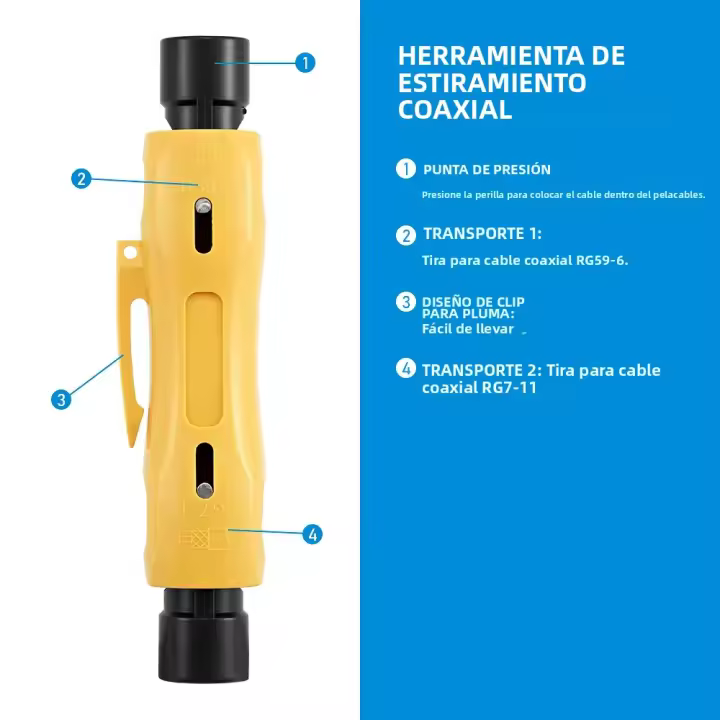 Bolígrafo Desenredo De Cable Coaxial Herramienta Manual Para Electricistas Corte Y Desenredo De Cables RG7-11 RG59-6 Reparación - 1