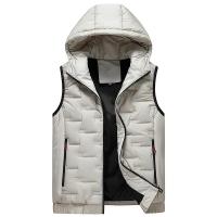 Chaleco Sin Mangas Para Hombre Con Capucha Cuello Erguido Multicolor Caliente Otoño Invierno Casual Zipper Estilo Regular - details 2