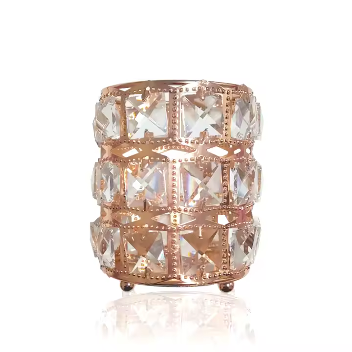 Portalápices Multiusos de Cristal, Caja de Cosméticos y Herramientas de Belleza Gran Capacidad de Almacenamiento, Organizador de Tubo de Maquillaje de Cristal de Metal de Lujo, Soporte para Brochas de Maquillaje Adornos Decorativos de Escritorio - 1