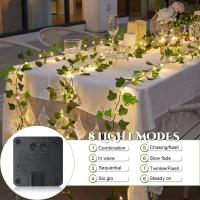 12M 120 LED Guirnalda Luces Exterior Solar, Hiedra Artificial con Luces Solares, 8 Modos Impermeable LED Solar Luz Alambre Cadena de Luces Solares Decoración - details 3