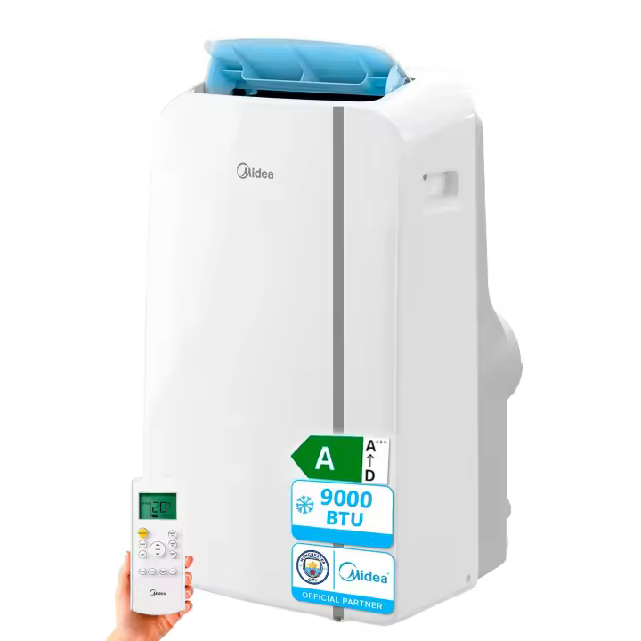 Midea Pingüino aire acondicionado portátil | 2300 frigorías / 9000 BTU | Climatizador portátil frío silencioso 2700 W | Enfriador bomba de frío | 3 velocidades con kit de ventana y control remoto - 1
