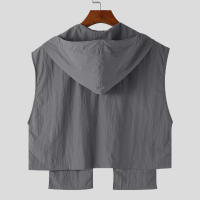 Chaleco De Hombre Con Capucha Y Bolsillos Cierre De Cremallera Sin Mangas Estilo Casual Moda 2024 Talla S-5XL INCERUN - details 9