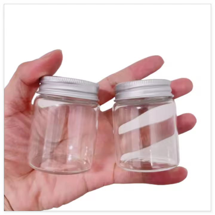 6 Pcs Botellas De Vidrio Pequeñas Con Tapa De Tornillo Plata 60ml Jars Vacíos Transparentes Para DIY Y Artesanía 33x47x60mm - 1
