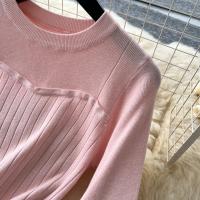 Vestido Rosa Francés De Estilo Simple Para Damas Con Cuello En V Manga Larga Sólido Suave Ajustado Casual De Otoño Vestido Largo De Hogar - details 11