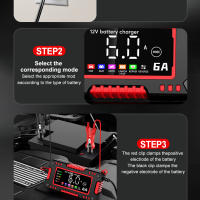 Cargador De Batería Para Coche Y Motocicletas 12V 6A Pantalla Grande 14.6V 6A Compatible Con Lifepo4 Lead Acid AGM GEL PB Lithium Material ABS - details 18