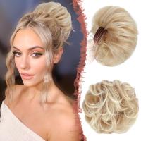 Synthetic Curly Messy Bun Peluca Clip En Extensión De Cabello Corto Con Gran Peine Elástico Y Cordón Estilo Updo Para Negras - details 0