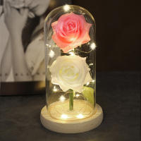 Lámpara De Rosas Rojas En Domos De Vidrio Base De Madera Belleza Y Bestia Regalo De San Valentín Y Navidad Decoración Para El Hogar - details 20