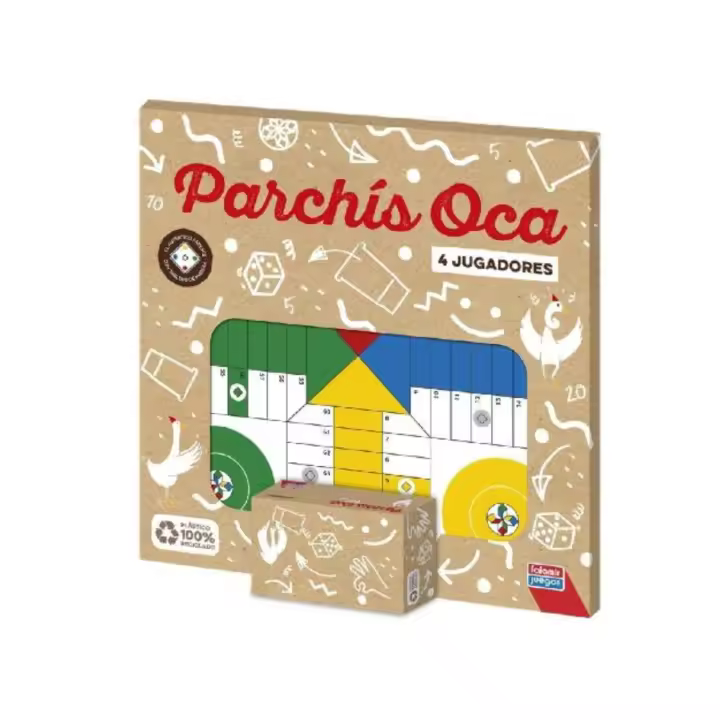 Juego parchís y oca 33 cm | FALOMIR - Doble cara, tablero ligero, para 4 jugadores, incluye cubiletes y dados // Ref: 27906 - 1