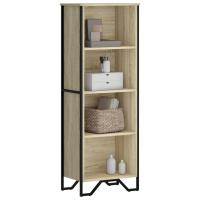 vidaXL Estantería madera de ingeniería 50x31x137,5 cm en color Roble ahumado/Marrón roble/Negro y más | almacenamiento funcional diseño moderno para baño dormitorio sala - details 3