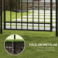 Outsunny Puerta de Jardín Puerta para Valla de Acero Galvanizado con Decoración de Flechas Cerradura y Llaves Puerta para Exterior Patio 107x204 cm Negro - details 4