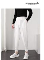 Pantalones Casuales Para Hombre Con Cintura Elástica Y Pierna Delgada Estilo Coreano Pliegues Ajustados Pantalones De Chaqueta Trenzados Callejeros - details 16