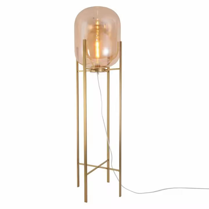 LÚZETE - Lámpara de Pie Dorado/Ámbar Cordelia Alm-Apol | Diseño Clásico y Elegante - 1