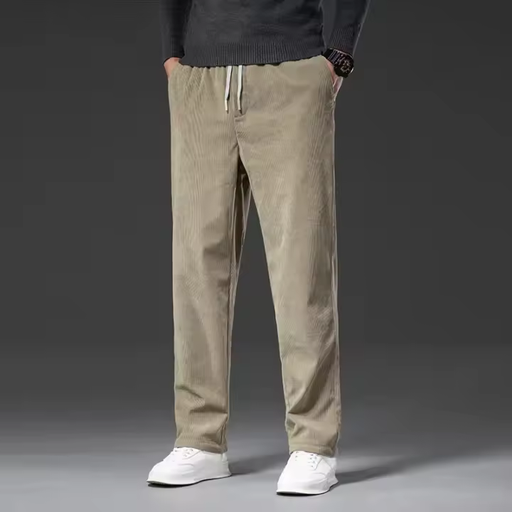 Pantalones Casuales De Corduroy Para Hombre Corte Recto Moda Negocios Verano Otoño Ajuste Regular Ropa Maleza - 1
