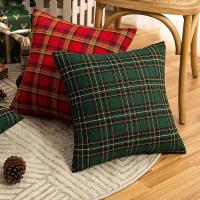 Fundas Para Cojines Navideñas De Cuadros Rojos Y Verdes 2 Piezas Para Decoración De Granja 30x50cm 45x45cm 50x50cm Polyester Lavable - details 8