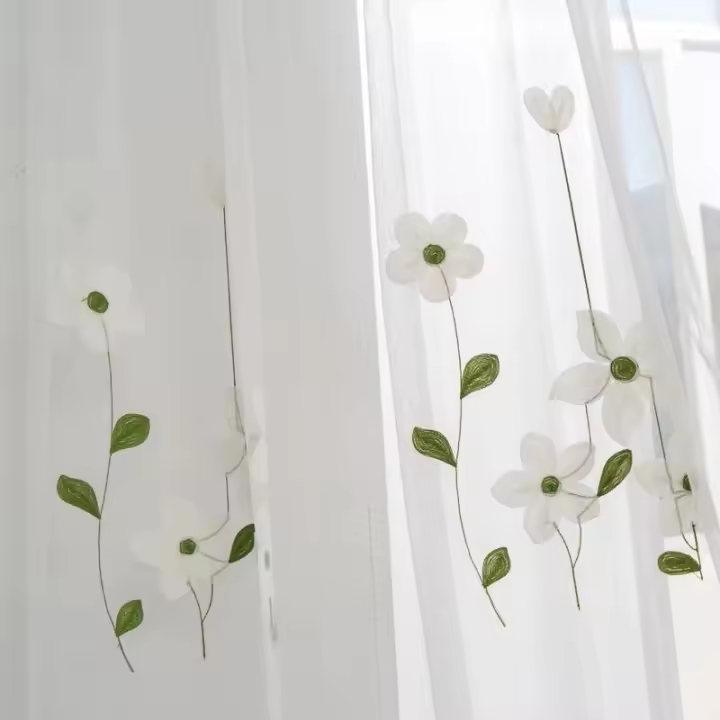 Cortinas De Encaje Bordado Magnolia Para Ventana Del Pasaje Dormitorio Translúcidas Modernas Cortina De Sol Para Hogar - 1