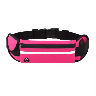 Cinturón de running con soporte para teléfono | Bolsa de cintura para correr para teléfono, auriculares y botella de agua | Cinturón de running impermeable para hombres y mujeres (Rosa Roja) - 1