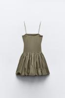 ZBZA Vestido Mini Chic Para Mujer Con Cintura Alta Y Mangas Spaghetti Estilo Balón De Punto De Poliéster Solado Sólido Con Patchwork - details 15