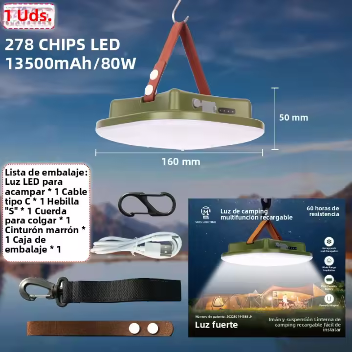 Lámpara De Camping LED MOSLIGHTING13500maH Con Imán Torcha Portátil Impermeable Para Urgencias Y Mantenimiento Luz De Trabajo Para Tent - 1