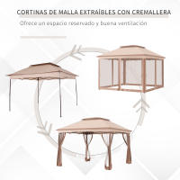 Outsunny Carpa Plegable 3.25x3.25m Gazebo Pabellón Cenador Jardín Doble Techo Mosquitera Bolsa Transporte Marco Acero Tela Poliéster Resistente de Agua - details 3