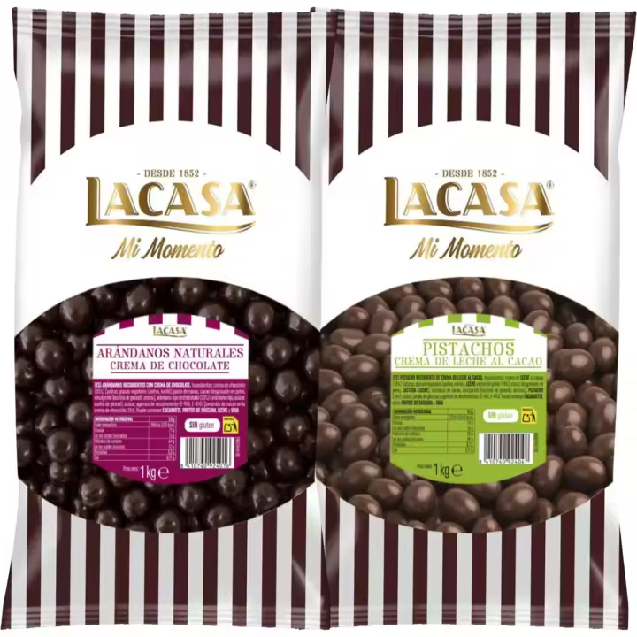 Lacasa Mi momento Pack 2 kg: deliciosas bolas de  Arándanos con chocolate Negro y Pistachos con chocolate Leche - 1