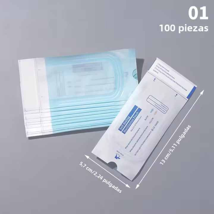 100pcs Bolsas De Esterilización Self-Sealing Para Uñas Y Tatuaje De 4 Tamaños Desechables Accesorios De Almacenamiento Para Herramientas De Uñas - 1