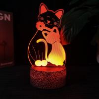 Lámpara De Noche LED 3D Ilusión De Queso Gato 16 Colores Auto Gradiente Con Interruptor Táctil Y USB Regalo Para Niños - details 14