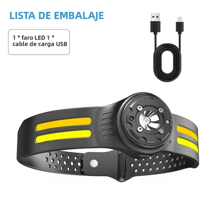 Linterna Frontal LED Recargable Para Pesca Y Camping Con Fuente De Luz Tricolor Blanco/Rojo/Amarillo Ángulo Amplio De Iluminación Resistente Al Agua - 1