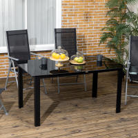 Outsunny Mesa de Jardín Rectangular para 6 Personas Mesa de Comedor Exterior con Marco de Aluminio y Tablero de Vidrio Templado Carga 50 kg para Terraza Balcón 150x90x74 cm Negro - details 1