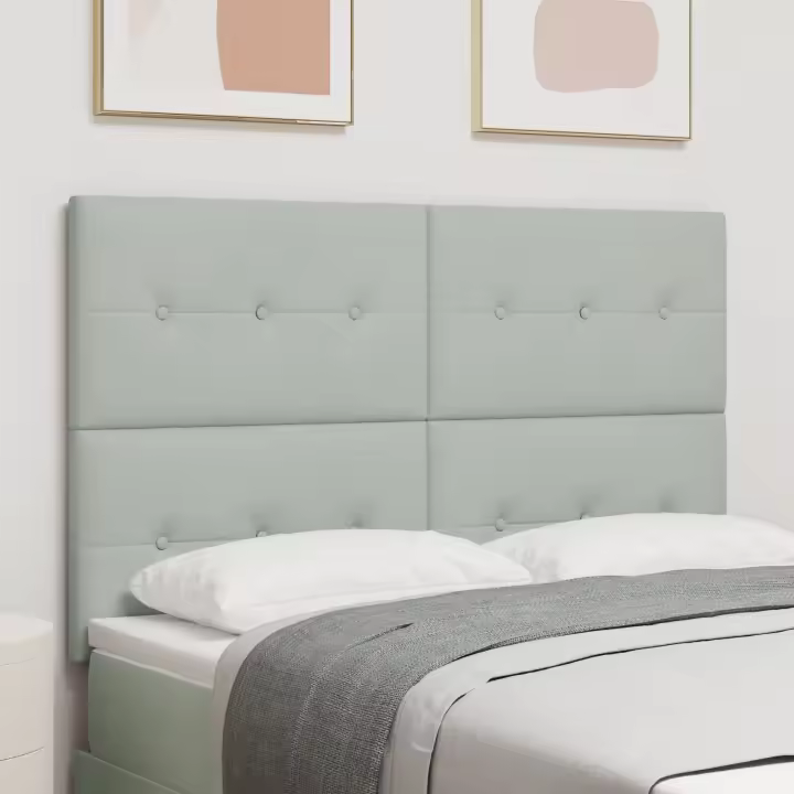 Cabecero vidaXL Botonera Terciopelo Gris Claro 140 cm - 1