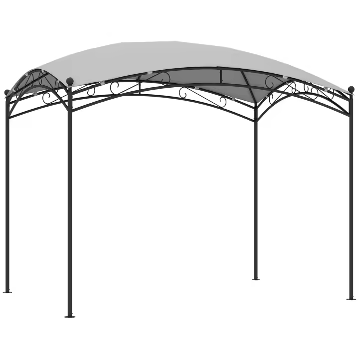Outsunny Cenador para Jardín 3x2 m Pérgola de Jardín Gazebo con Cúpula Elegante y Estructura Metálica Impermeable Carpa para Exterior Terraza Patio Gris - 1