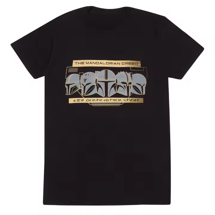 Camiseta de Manga Corta The Mandalorian Row of Helmets Negro Unisex - 1