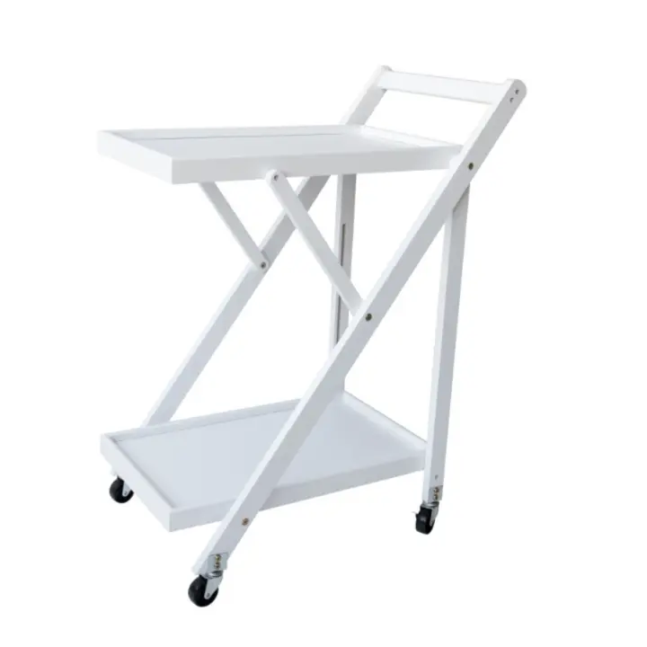 Meyvaser Carro de Servicio Plegable con Ruedas 65x40x85cm Blanco - Mueble de Cocina Elegante y Decorativo - 1