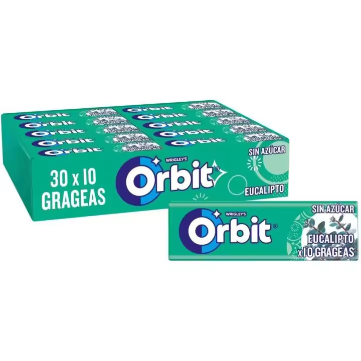 Orbit Chicles Sin Azúcar Sabor menta fuerte y eucalipto (30 x 10 chicles)-Orbit Arándanos-Orbit Sandia-Orbit  Sabor Fresa-Orbit  Sabor Hierbabuena-sabor menta - 1